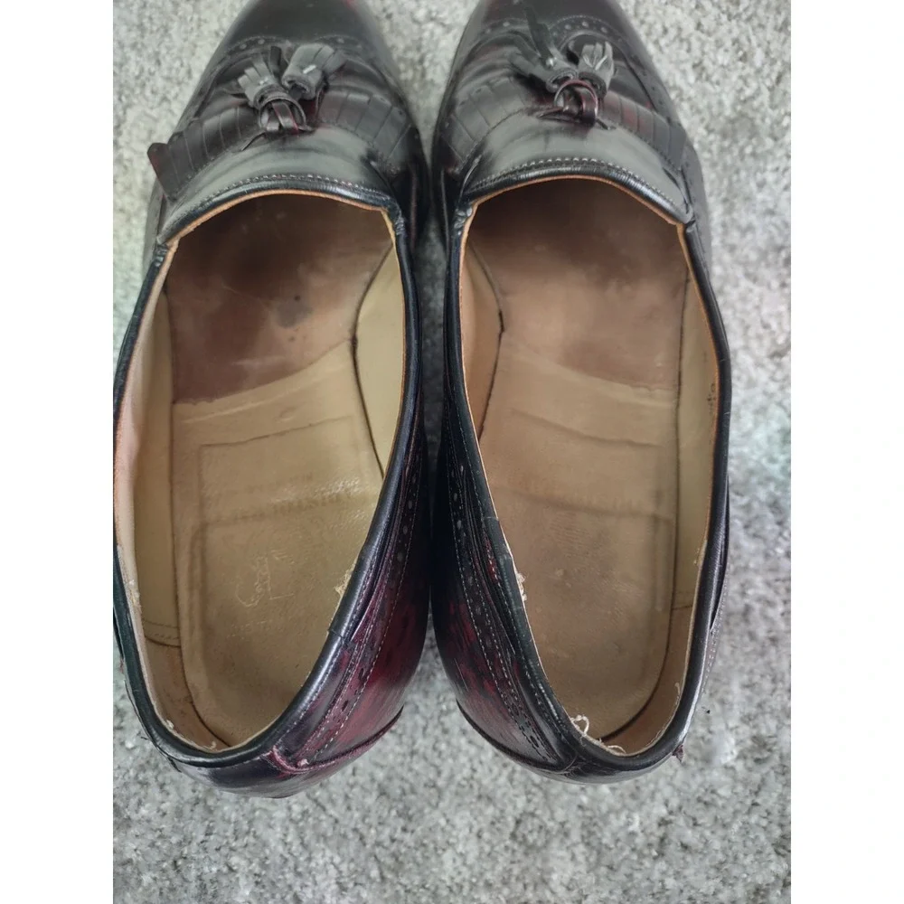 Johnston Murphy Mens Loafer Size 10  Burgundy‎ Wingtip Tassel Kiltie Dress Shoe